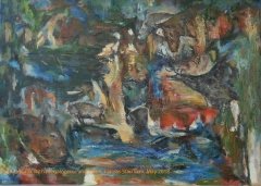 B148-Lascaux-with-megaloceros-and-bison-canvas-50x70cm-Hollingsworth-Paul-May-2018