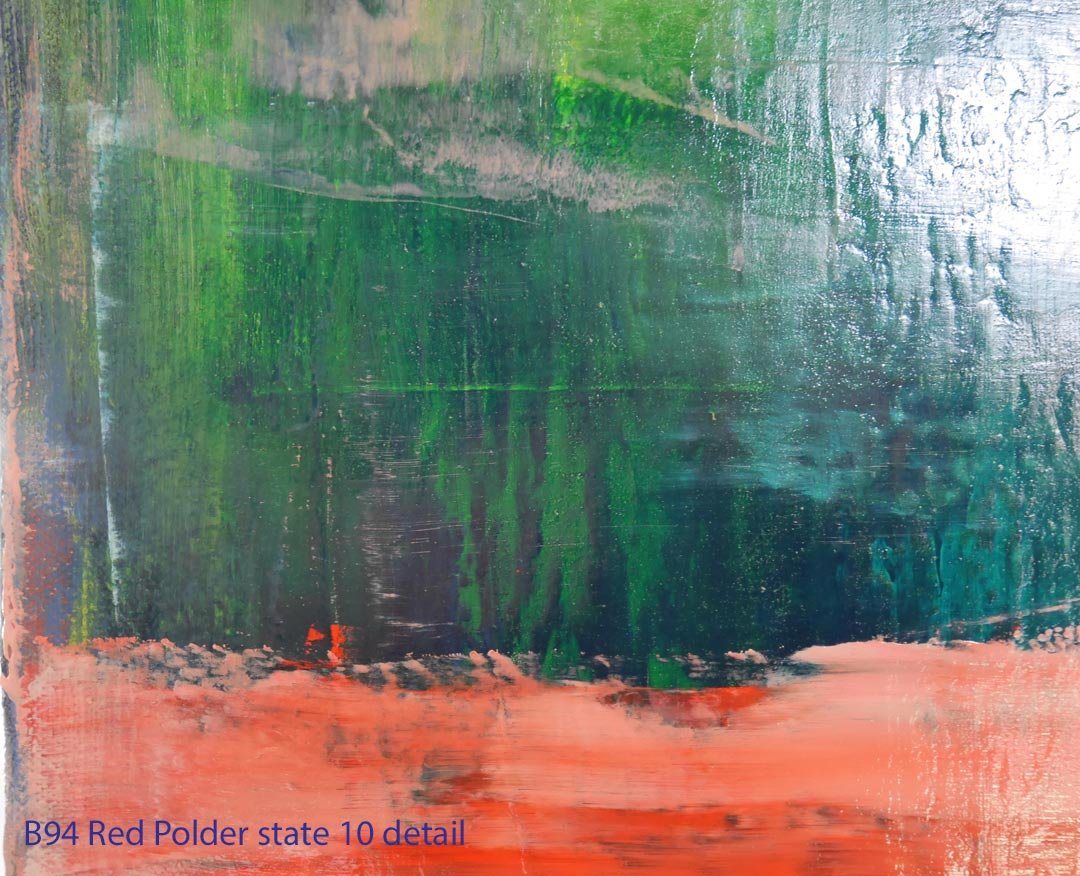 Abstract Oil Painting Red Polder by Paul Hollingsworth - Painting State 10 detail of 21