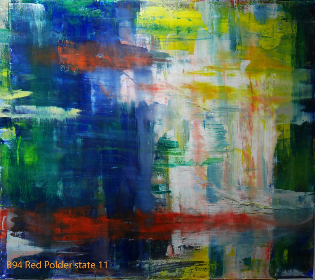 Abstract Oil Painting Red Polder by Paul Hollingsworth - Painting State 11 of 21