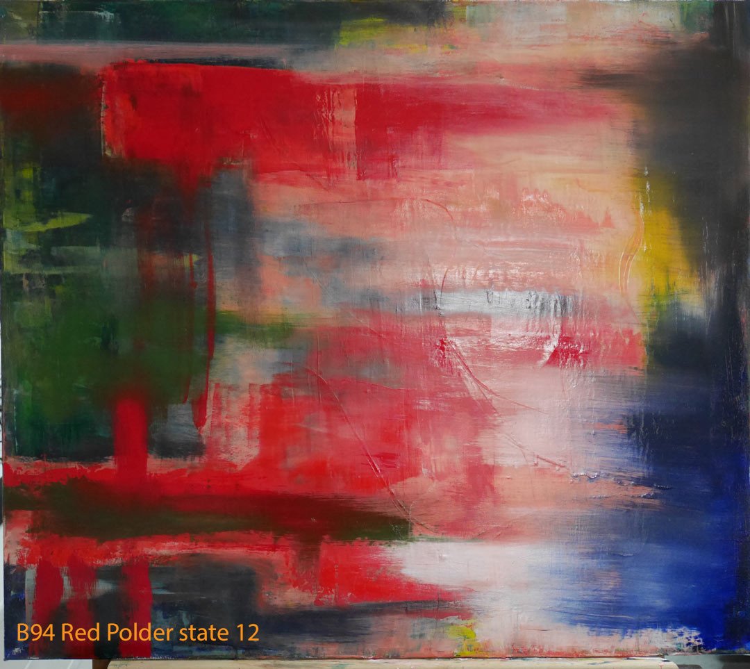 Abstract Oil Painting Red Polder by Paul Hollingsworth - Painting State 12 of 21