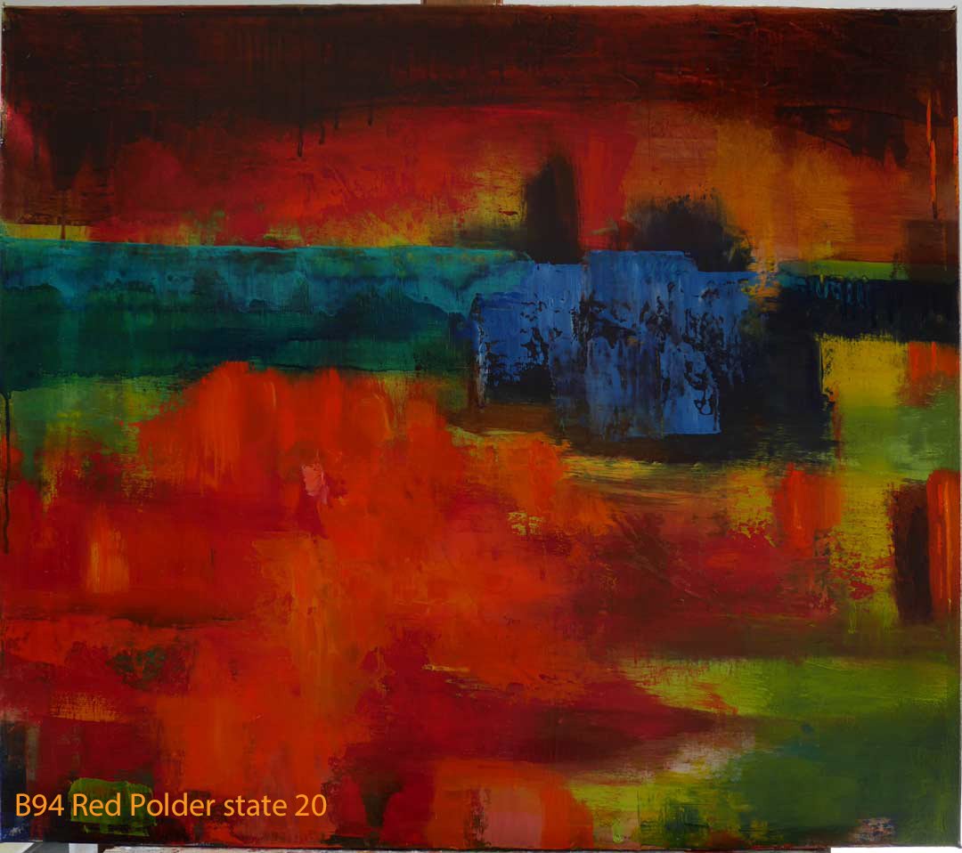 Abstract Oil Painting Red Polder by Paul Hollingsworth - Painting State 20 of 20