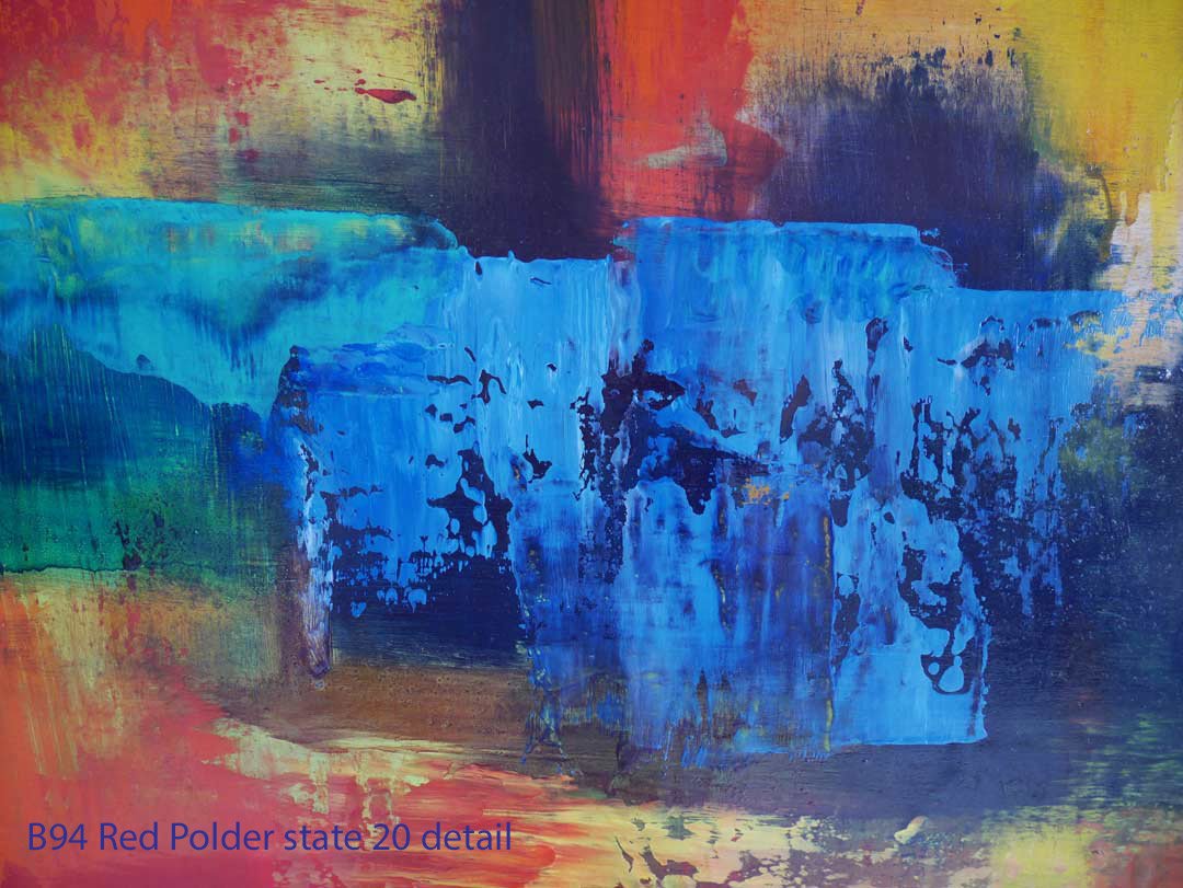 Abstract Oil Painting Red Polder by Paul Hollingsworth - Painting State 20 detail of 20