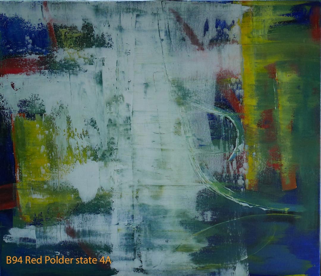 Abstract Oil Painting Red Polder by Paul Hollingsworth - Painting State 4 of 21