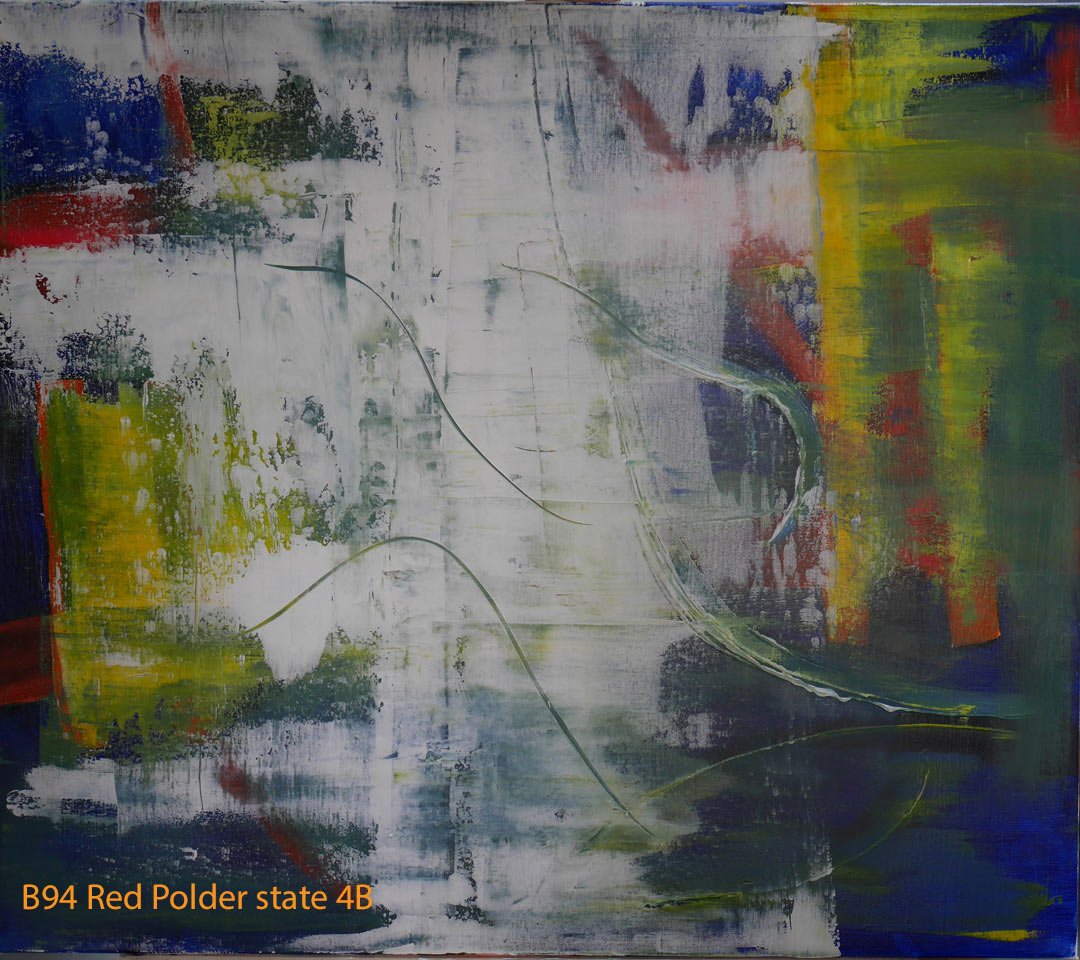 Abstract Oil Painting Red Polder by Paul Hollingsworth - Painting State 4B of 21