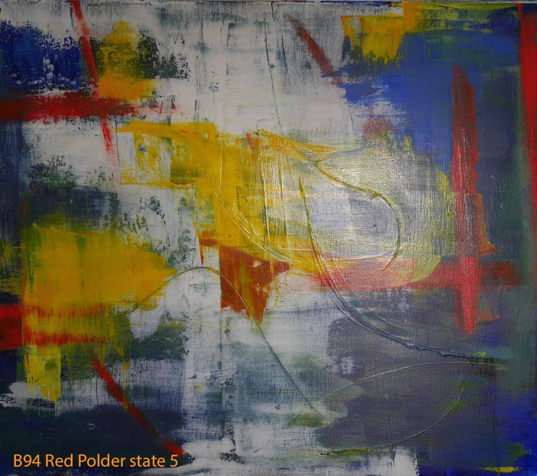 Abstract Oil Painting Red Polder by Paul Hollingsworth - Painting State 5 of 21