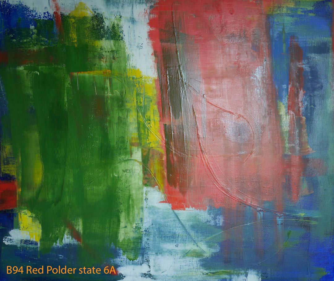 Abstract Oil Painting Red Polder by Paul Hollingsworth - Painting State 6A of 21