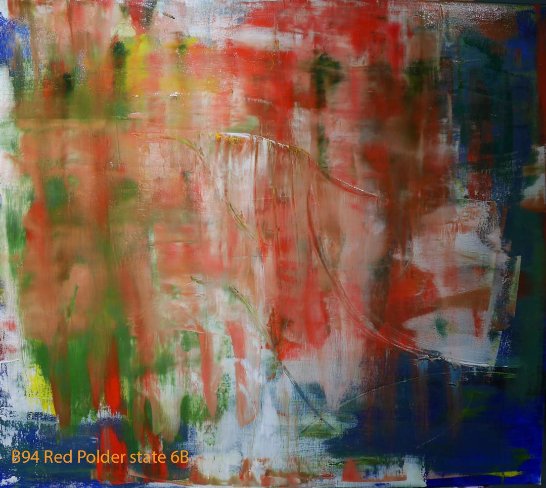 Abstract Oil Painting Red Polder by Paul Hollingsworth - Painting State 6B of 21