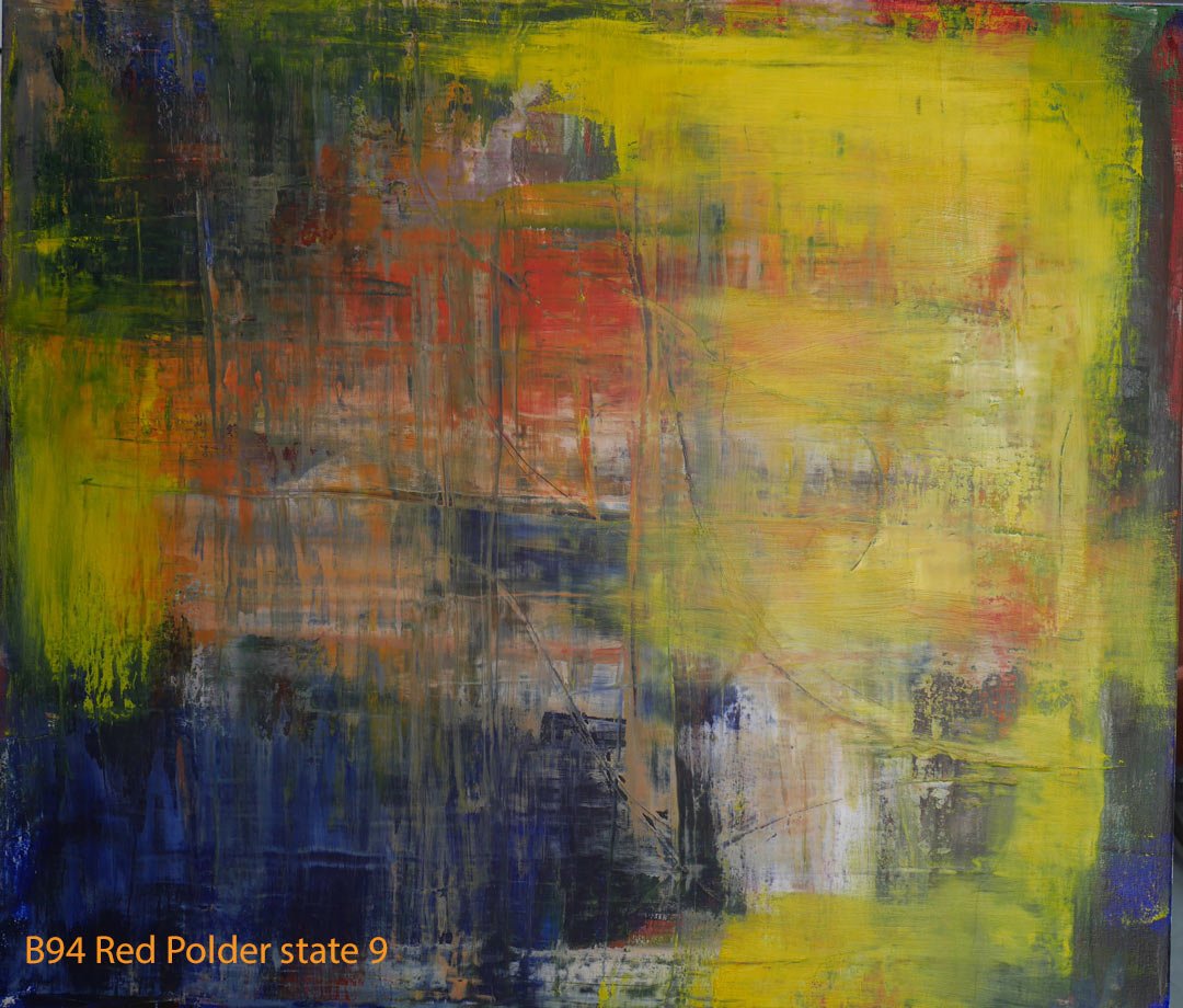 Abstract Oil Painting Red Polder by Paul Hollingsworth - Painting State 9 of 21