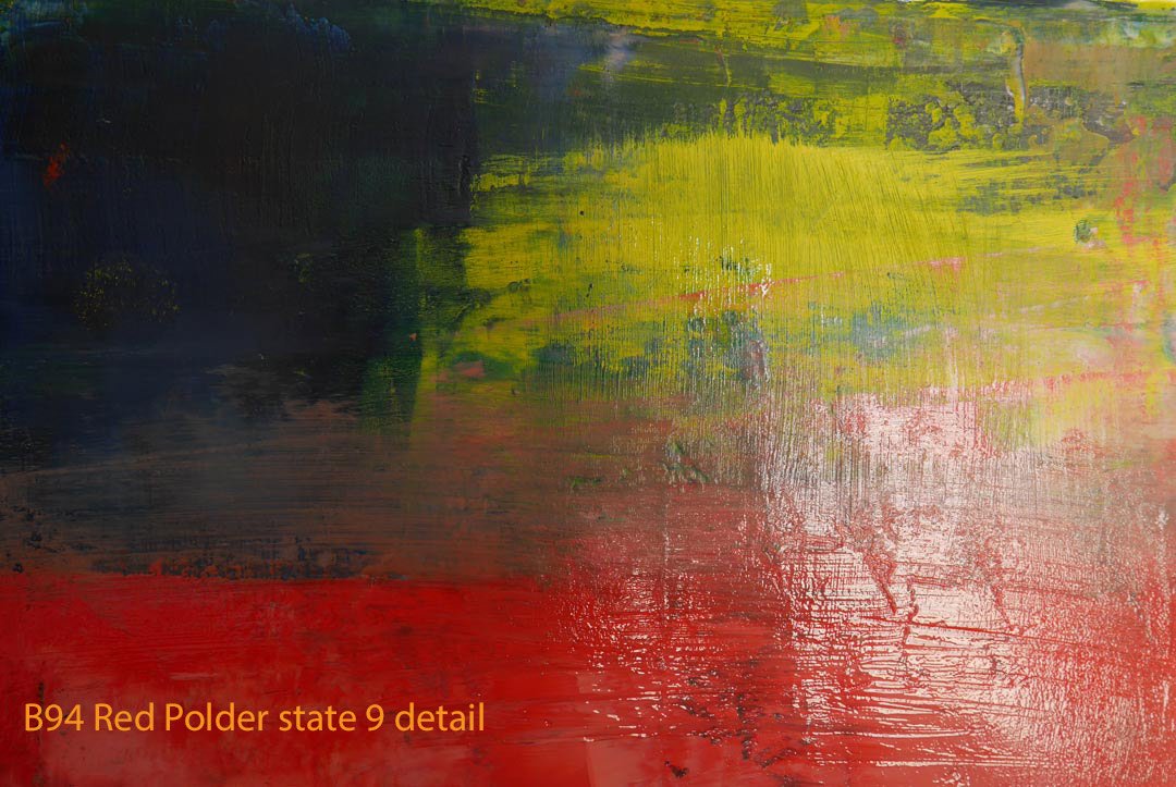 Abstract Oil Painting Red Polder by Paul Hollingsworth - Painting State 9 detail of 21